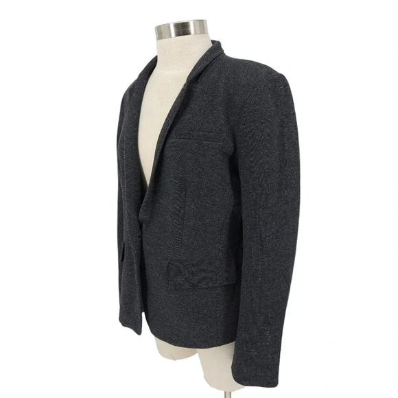 Ann Taylor LOFT Blazer Charcoal Gray Long Sleeve 1 Button Career Jacket - Picture 4 of 8